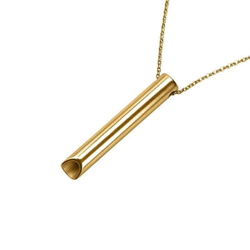 Minimalist Titanium Whistle Pendant Necklace Silver - Image 2