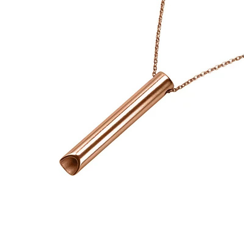 Minimalist Titanium Whistle Pendant Necklace Silver - Image 4
