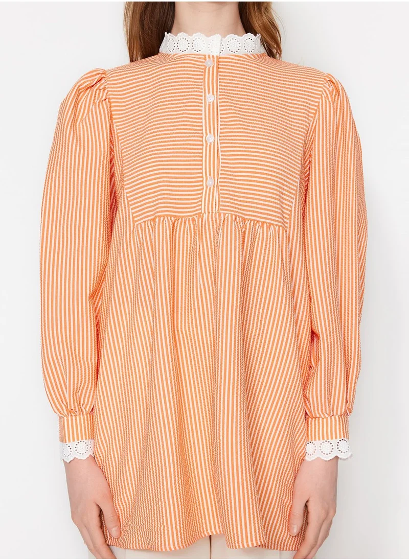 trendyol Striped Balloon Sleeve Tunic