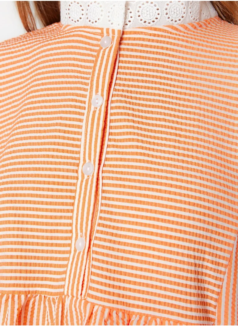 trendyol Striped Balloon Sleeve Tunic