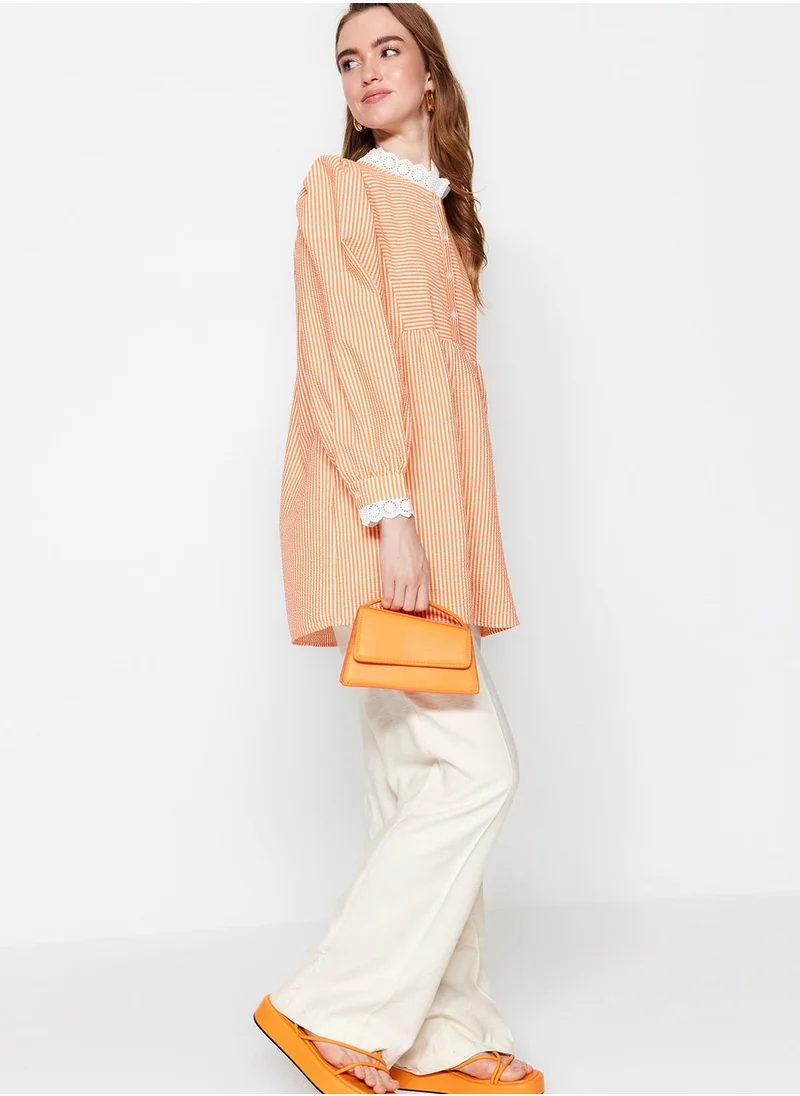 trendyol Striped Balloon Sleeve Tunic