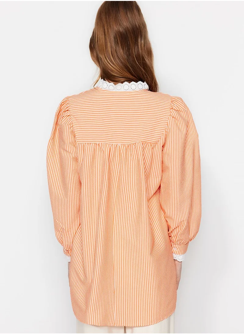 trendyol Striped Balloon Sleeve Tunic