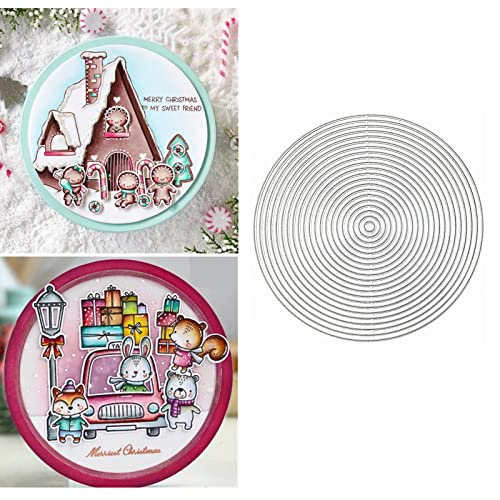 YXXMCRAFT 21pcs/Set Nesting Round Frame Metal Die Cuts, Nesting Circle Frame Tag Background Wedding Cutting Dies Cut Stencils for DIY Photo Decorative Embossing Paper Dies for Scrapbooking Card Making - Image 1