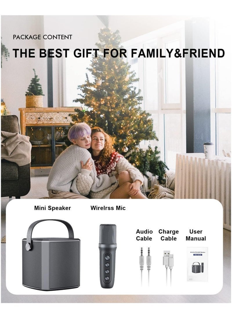 إلترازون YS-102 Bluetooth Karaoke Speaker with Wireless Microphone – Portable Family KTV System with Reverb, Vocal Cut, Tone Control, USB/TF/AUX/Bluetooth Support – Rechargeable Battery for Home, Outdoor  Kids Parties - Image 3