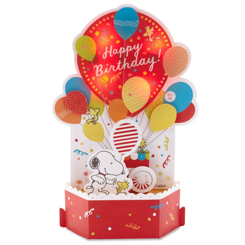 Hallmark Paper Wonder Peanuts Pop Up Birthday Card with Music (Snoopy, Birthday Balloons) - Image 2