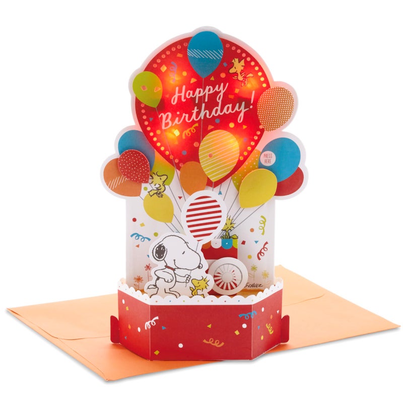 Hallmark Paper Wonder Peanuts Pop Up Birthday Card with Music (Snoopy, Birthday Balloons) - Image 1