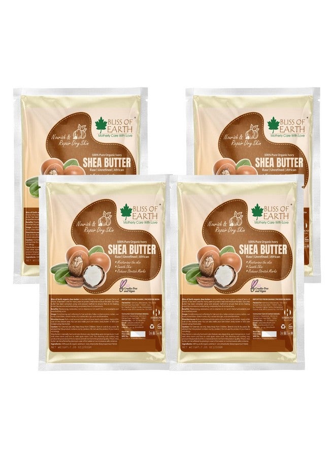 Bliss of Earth Organic Ivory Shea Butter 4x200GM For Skin Raw & Unrefined African, Great For Face, Skin, Body, Lips, DIY products, Now in Refill Pack (Pack of 4) - Image 1