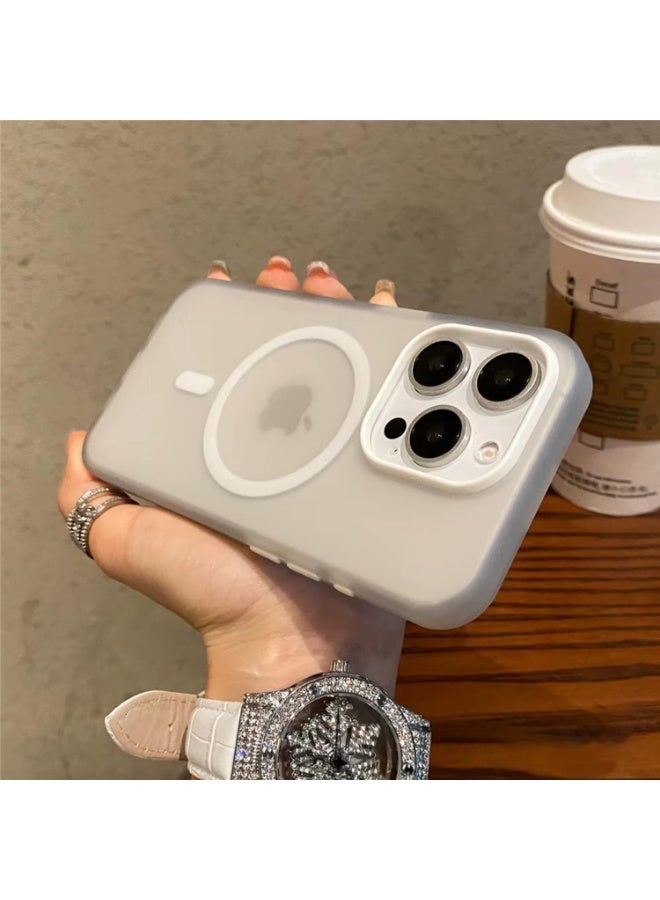 Cover Matte Transparent Magnetic Wireless Charging Case Compatible with iPhone 13 / 14 – Shockproof Hard Protective Cover, Slim Fit Design (White) - Image 3