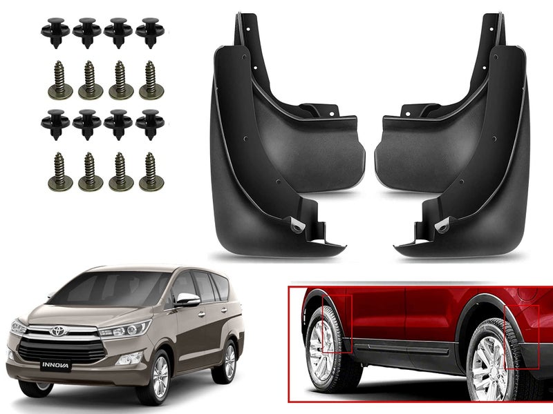 Auto Pearl Car Heavy Duty Cup Type Mud Flaps Splash Guards || O.E Type Custom Front and Rear Mud Flap Guard Set (Set of 4 Pcs)|Compatible with INNOVA Crysta | Black - Image 1
