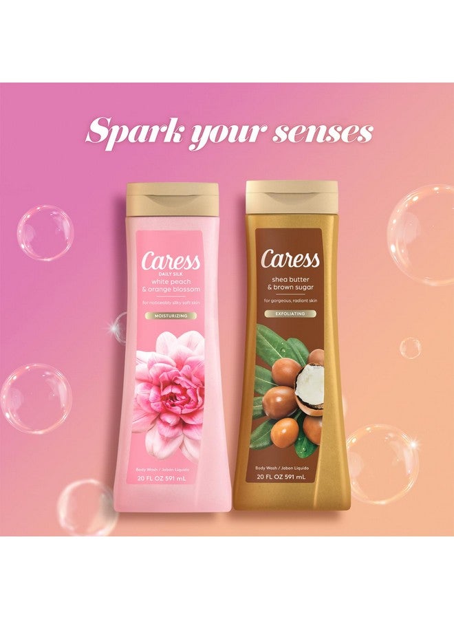 Caress Body Wash Set, Shea Butter & Brown Sugar + Daily Silk White Peach & Orange Blossom Moisturizing Body Wash for Gorgeous, Radiant Skin, Body Soap Liquid Set, 20 Fl Oz (2 Piece Set) - Image 3