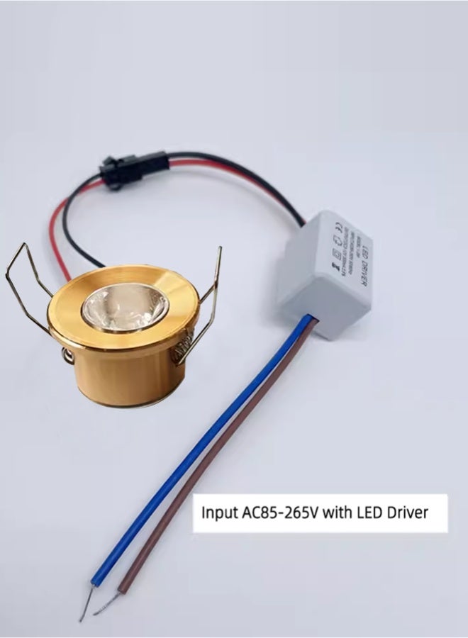 3W Mini Surface Mounted Downlights,Small ceiling spotlights with 220V Transformer High Brightness150Lumen Hole Size 28mm Gold Color(Pack of 4) - Image 4