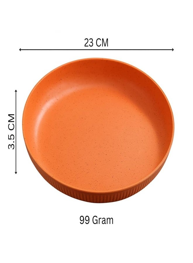 Vortipu Degradable Lightweight Wheat Straw Plates - 9.05" Unbreakable Dinnerware, Dishwasher & Microwave Safe, Ideal for Kids, Toddlers & Adults - Perfect for Salads, Snacks & More (PECK 6-Orange) - Image 3