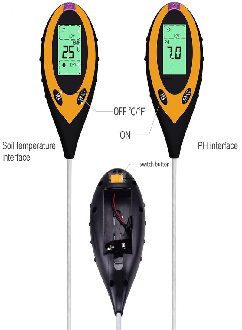 Soil PH Meter 4-in-1 Soil Test Kit for PH Temperature Light for Home Garden Lawn Farm Indoor Outdoor Meter - Image 4