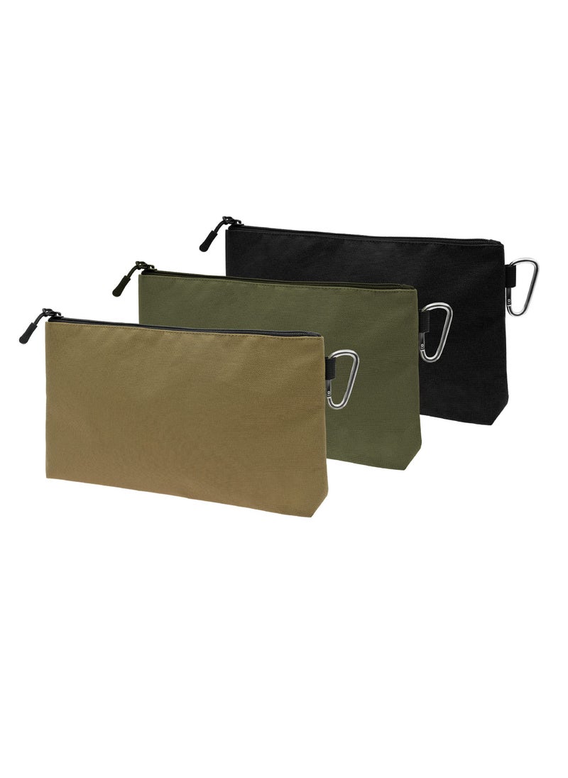 Excefore Premium Tool Pouch Zipper Bag with internal pockets, 12inch Tool Bag, Multipurpose Storage pouch, Flat Bottom with YKK Zipper for Tools, Gadgets, Cosmetics, Stationary,Travel accessary (3 Pack)  - Image 1
