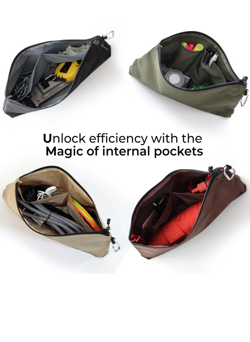 Excefore Premium Tool Pouch Zipper Bag with internal pockets, 12inch Tool Bag, Multipurpose Storage pouch, Flat Bottom with YKK Zipper for Tools, Gadgets, Cosmetics, Stationary,Travel accessary (3 Pack)  - Image 3