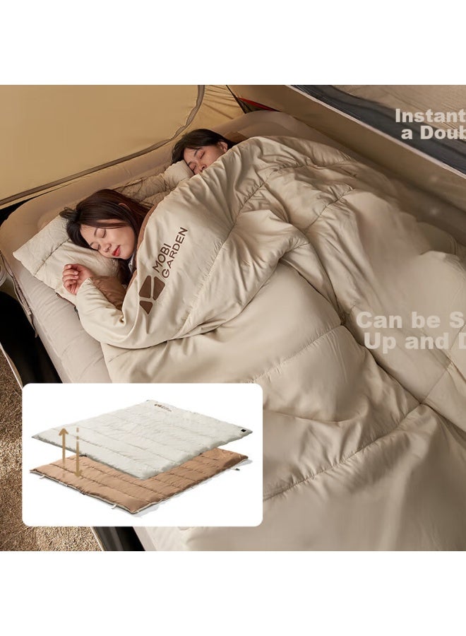 Mobigarden Sleeping Bag, Outdoor Camping Single-person Brushed Cotton Warm Envelope Sleeping Bag, New Moon 1.8 Nx2056, Ivory White - Image 5
