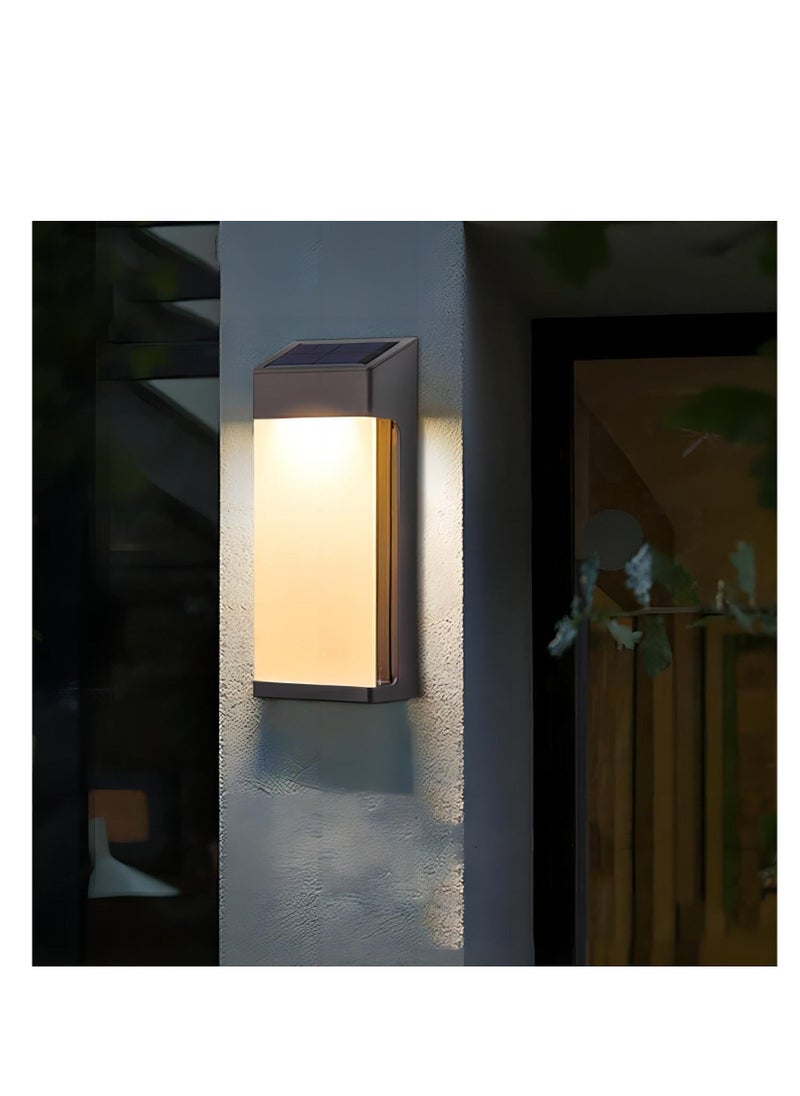 Solar Fence Lights, Outdoor Waterproof, Modern Solar Power Porch Light, Fixtures Solar Security Wall, Lights for Garden Yard Outside, Warm White, Wall Sconces Fixture House Front Door Garage  - Image 1