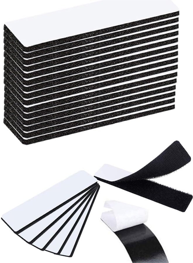 20 Pieces Hook and Loop Strips with Adhesive 1x4 inch Strips with Adhesive Strong Sticky Back Adhesive Fasten Mounting Tape Instead of Holes and Screws for Home or Office Use(Black) - Image 1
