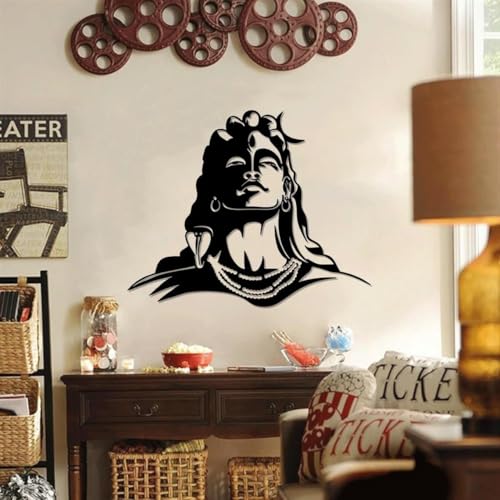 Saifix Metal Wall Art Black Sculptures | Modern Wall Hanging Home Decoration | Living Room, Bedroom & Office Décor (Adiyogi Shiva) - Image 3