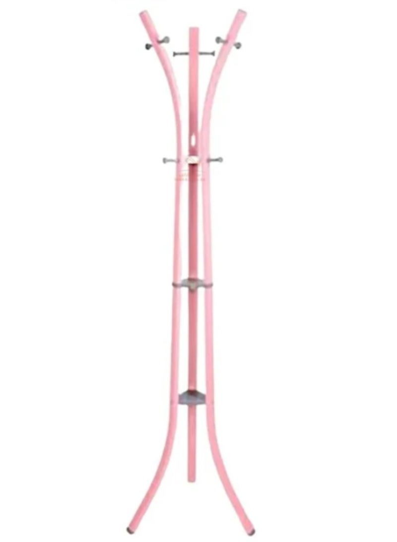 Hanger Coat Hanger Stand | Multi Hook Lobby Coat Rack | Freestanding Organizer | Durable & Stable Design | U-DO-A237 | Pink - Image 1