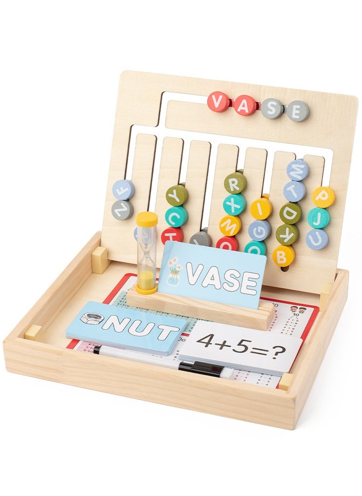 TARZ Wooden Montessori Educational Toys for Kids 2 3 4 5 6 7 8 Years Old, Alphabet Learning Toy, 34 Cards, Color Shape Matching Slide Puzzles Brain Teaser Board Games for Preschool Kindergarten Homeschool  - Image 1