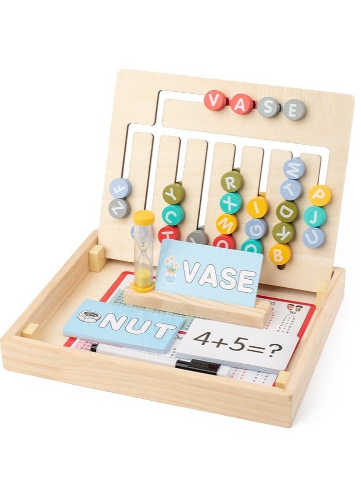 TARZ Wooden Montessori Educational Toys for Kids 2 3 4 5 6 7 8 Years Old, Alphabet Learning Toy, 34 Cards, Color Shape Matching Slide Puzzles Brain Teaser Board Games for Preschool Kindergarten Homeschool - Image 1