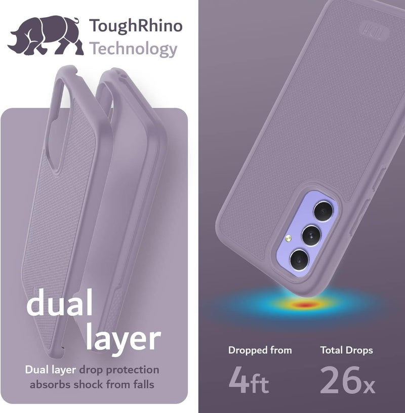 توديا حافظة TUDIA DualShield Grip المصممة لهاتف Samsung Galaxy A54 5G (2023)، [MergeGrip] طبقة مزدوجة مقاومة للصدمات نحيفة عسكرية غير قابلة للانزلاق متينة وثقيلة لحماية الهاتف (أرجواني) - Image 3