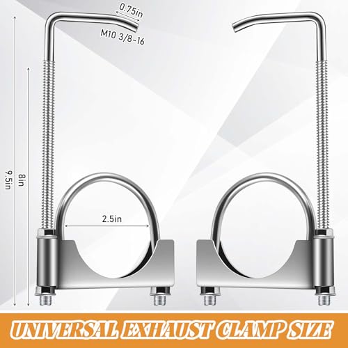 Datanly 1 Pcs 2.5 Inch Universal Exhaust Clamp with Hanger, Made of Heavy-duty Clamp with Rear Muffler Hanger Exhaust Pipe for Cars, Trucks Pipes - Image 2