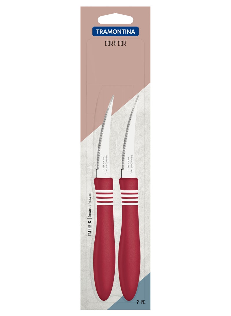 TRAMONTINA - Since 1911,Made in Brazil- Cor&Cor 2 Pieces Tomato Knife Set with Stainless Steel Blade and Red Polypropylene Handle, - Image 1