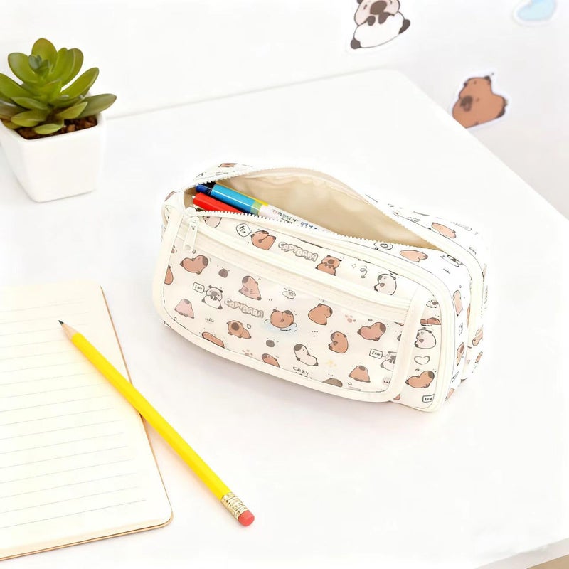 JUTOROSY Cute Pencil Case, Pencil Pouch with Zipper (White Kapibala) - Image 4