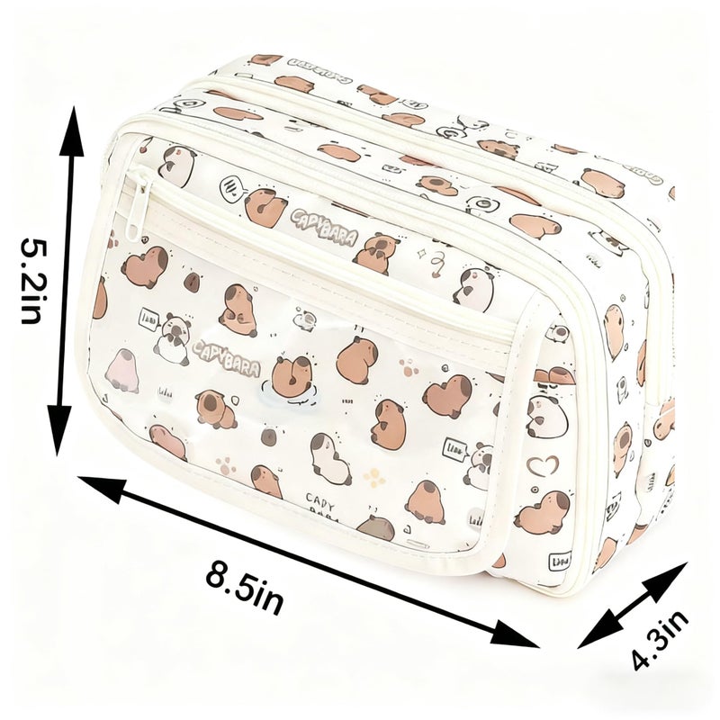 JUTOROSY Cute Pencil Case, Pencil Pouch with Zipper (White Kapibala) - Image 2