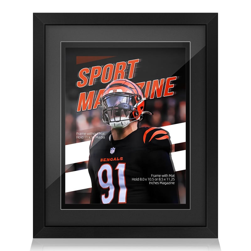 tutata Sports Magazine Frame Fits Measuring 80 x 105 or 85 x 1125 Inches Magazine Display Deep Frame Moulding Black Black Mat - Image 2