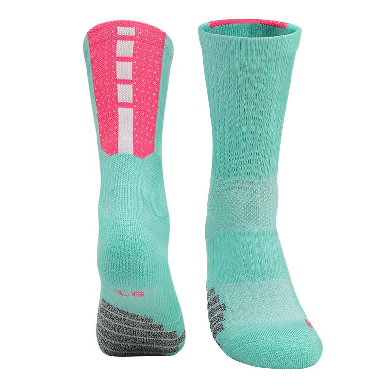 Generic Factory high-top basketball socks mens long mid-tube sports socks mens breathable towel bottom sweat-absorbent elite socks wholesale Pink - Image 2