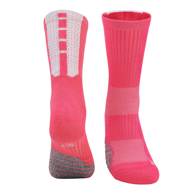 Generic Factory high-top basketball socks mens long mid-tube sports socks mens breathable towel bottom sweat-absorbent elite socks wholesale Pink - Image 1