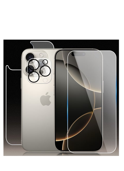3 in 1 Screen Protector for iPhone 16 Pro Max, Front and Back Tempered Glass Screen Protector, Camera Lens Protector Ultra Thin Bubble Free(6.9 inch)
