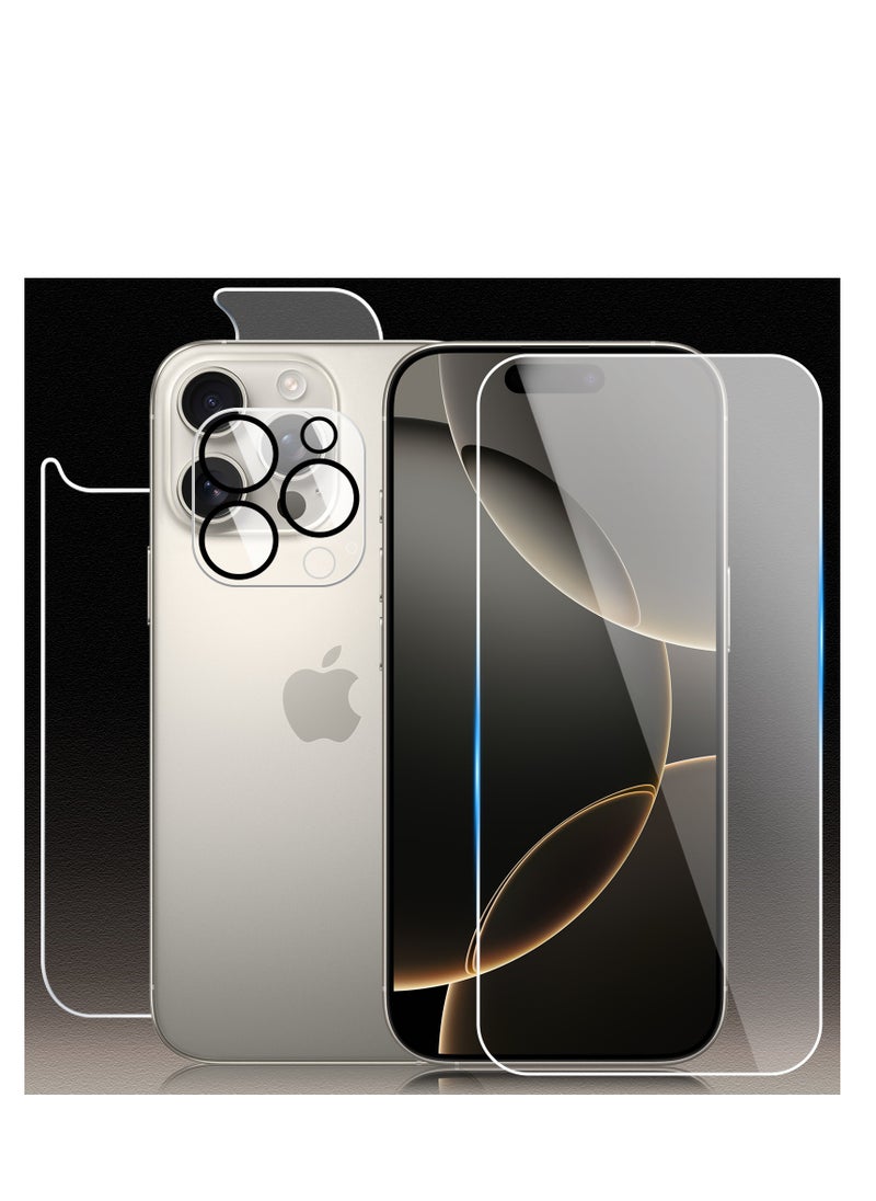 Generic - 3 in 1 Screen Protector for iPhone 16 Pro Max, Front and Back Tempered Glass Screen Protector, Camera Lens Protector Ultra Thin Bubble Free(6.9 inch) - Image 1