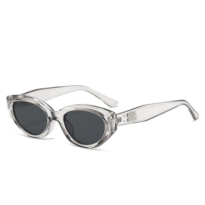 Generic New Cat-eye Sunglasses Unisex UV Protection Transparent gray frame black and gray film 