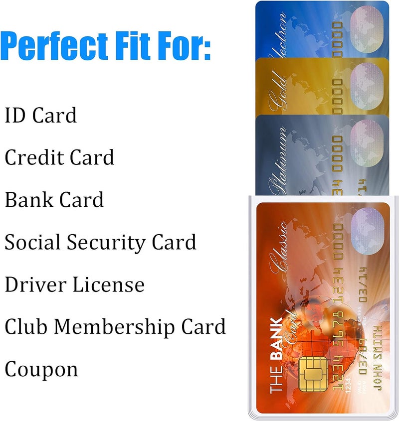 klarako 48 Pieces Transparent Credit Card Sleeves Clear Waterproof Medicare Card Protector Soft PVC Insert Card Sleeve Card Protector for Social Security Card Insurance Card Debit Card Driver's License - Image 3