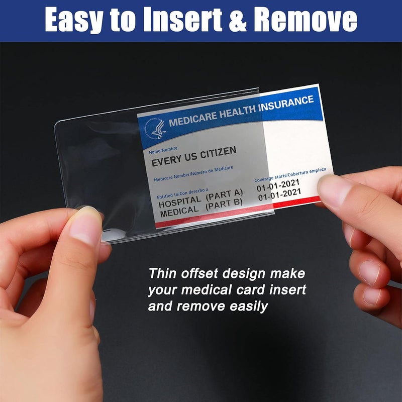 klarako 48 Pieces Transparent Credit Card Sleeves Clear Waterproof Medicare Card Protector Soft PVC Insert Card Sleeve Card Protector for Social Security Card Insurance Card Debit Card Driver's License - Image 4