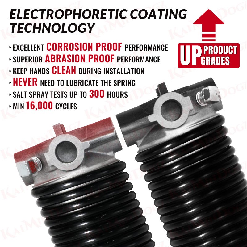 KaiMinDogz Pair of 2" Garage Door Torsion Springs Set with Non-Slip Winding Bar & Gloves,High Precision Electrophoresis Black Coated, for Replacement & Installation, MIN 16,000 Cycles (0.207x2''x22'') - Image 3