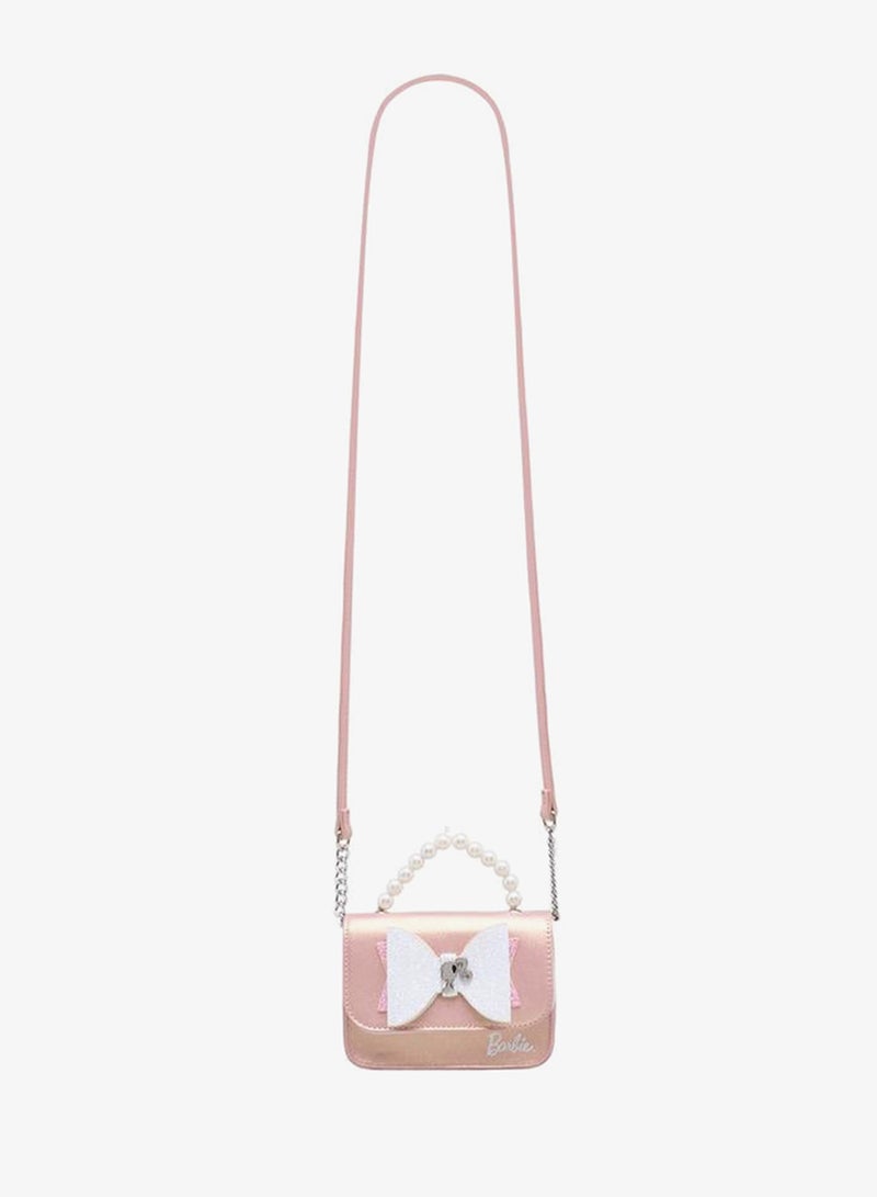 Barbie Bow Accent Crossbody Bag with Strap Handle - Image 3