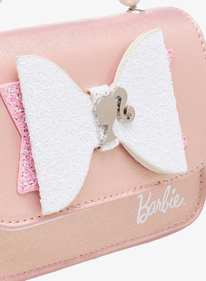 Barbie Bow Accent Crossbody Bag with Strap Handle - Image 5