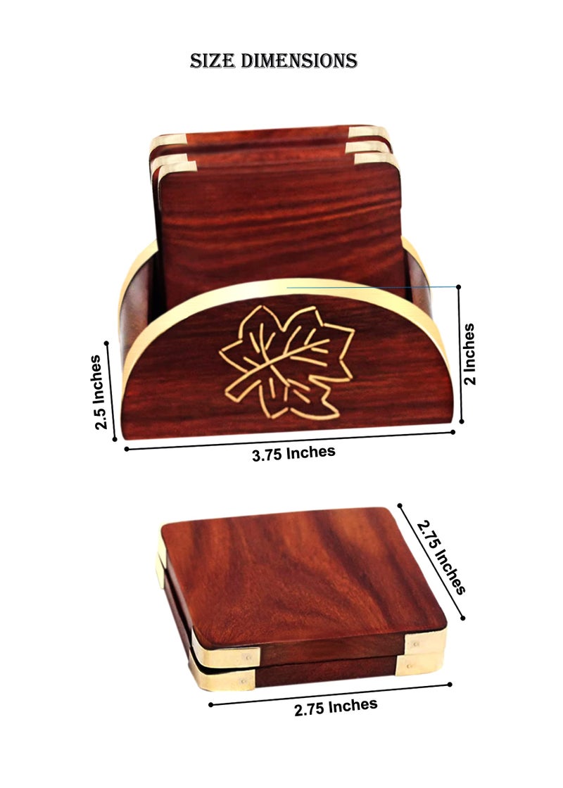 CRAFTCASTLE Wooden Drink Coasters,Wood Table Coaster Set of 6 for Coffee Mugs,Tea Cups, Beer cans, bar tumblers and Water Glasses (Leaf Coaster) - Image 4