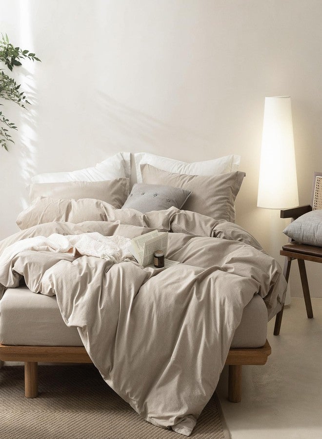 BDEAR Linen Grey Duvet Cover California King Size 104'' W x 98'' L, 100% Washed Cotton Duvet Cover with Zipper Closure Plus 2 Pillowcases, Oeko TEX Standard Certificated - Image 4