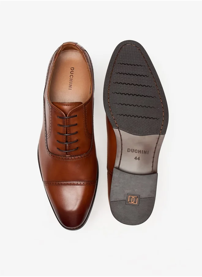 DUCHINI Men's Solid Lace-Up Oxford Shoes