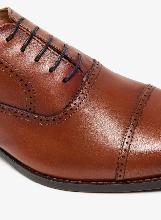 DUCHINI Men's Solid Lace-Up Oxford Shoes