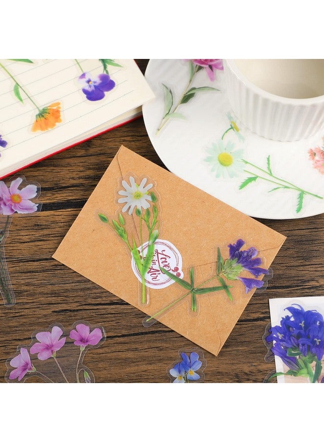 بينج شاو ماي 160 قطعة من ملصقات الزهور الطبيعية للقصاصات، ملصقات ذاتية اللصق للقصاصات، لوازم المجلات لصنع البطاقات للكبار، حروف DIY (نمط مختلط A) - Image 4