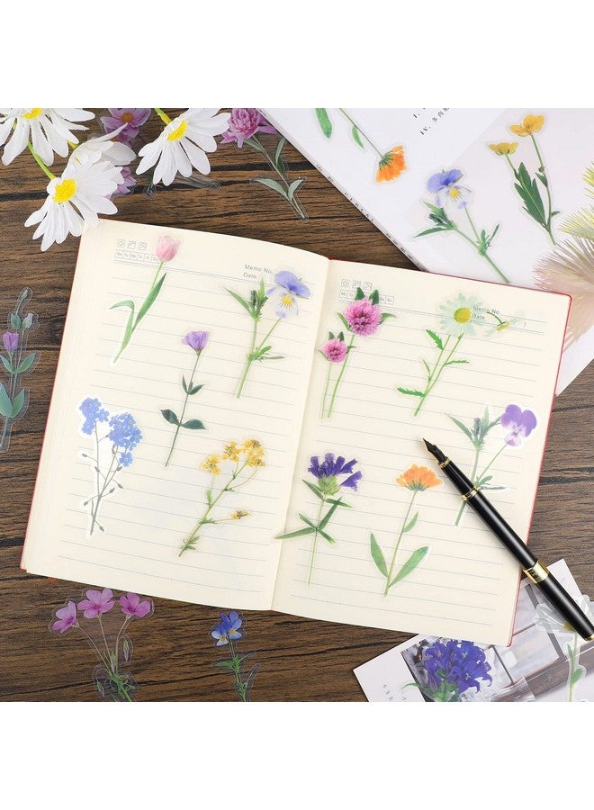 بينج شاو ماي 160 قطعة من ملصقات الزهور الطبيعية للقصاصات، ملصقات ذاتية اللصق للقصاصات، لوازم المجلات لصنع البطاقات للكبار، حروف DIY (نمط مختلط A) - Image 3