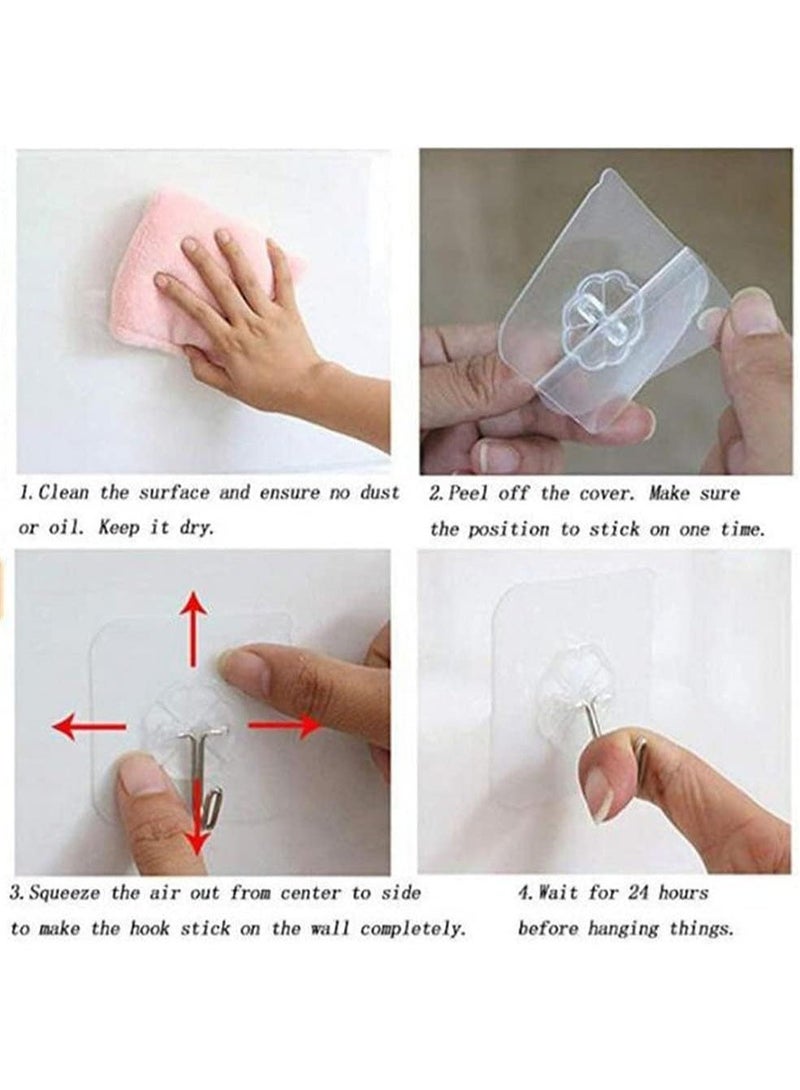 مجموعة من 20 قطعة من دبابيس الحائط شديدة التحمل، شماعات لاصقة من الستانلس ستيل، خطافات قابلة للازالة قابلة للتعديل، سعة 5 كجم، مقاومة للماء للمناطق الرطبة والاستخدامات الخارجية - Image 4