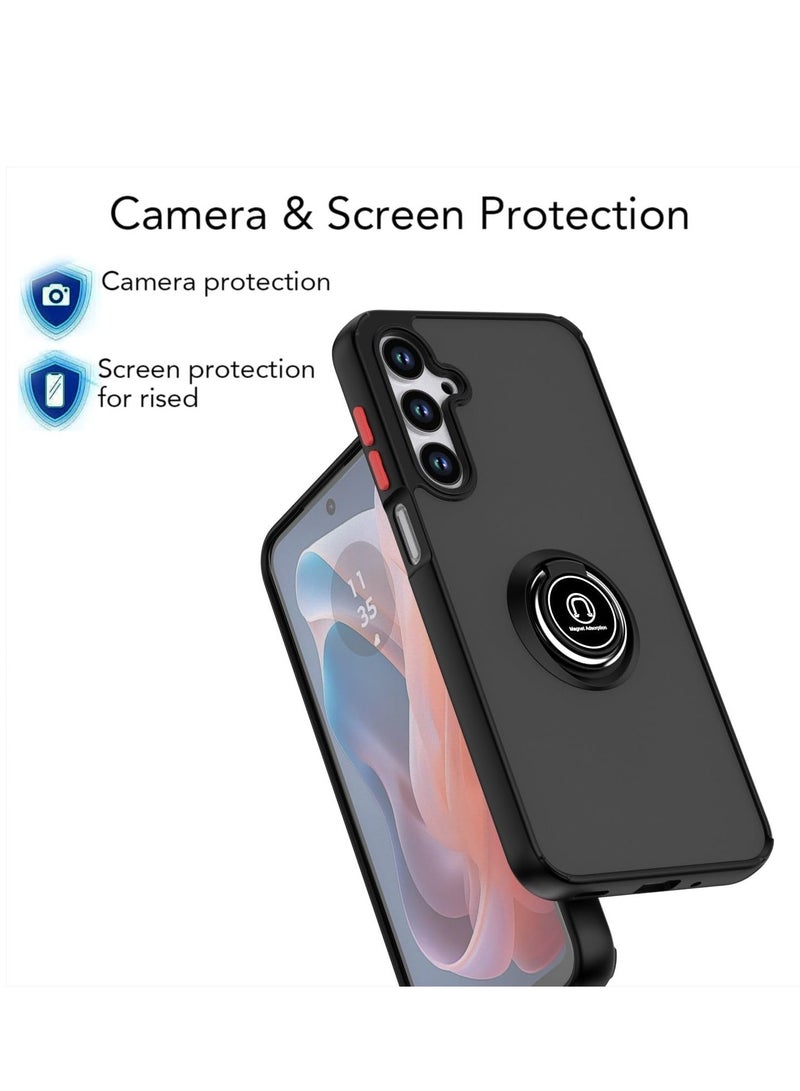 BORTONY Samsung Galaxy S24 FE Case Cover Metal Ring Holder Grip Kickstand Car Magnetic Mount With Shockproof Matte Hard Back Bumper Case for Samsung Galaxy S24 FE - Image 2